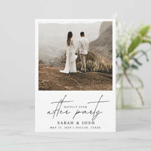 Glücklicherweise immer nach Party QR Code 2 Foto Ankündigung (Stehend Vorderseite)