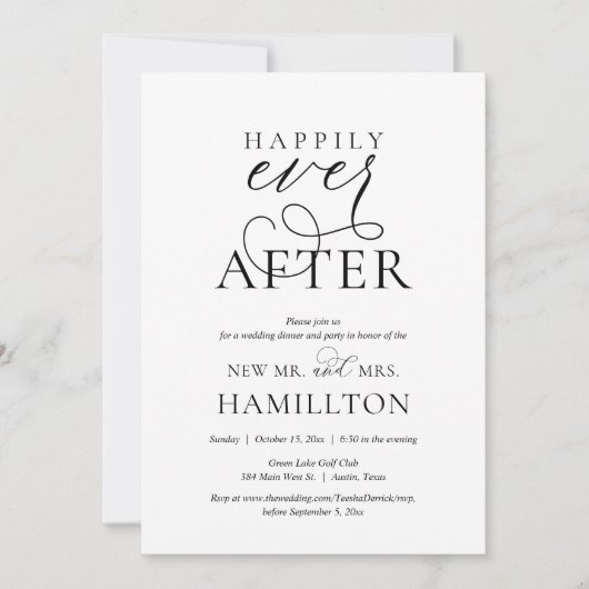 Glücklicherweise immer nach Post Hochzeit Abendess Einladung (Vorderseite)