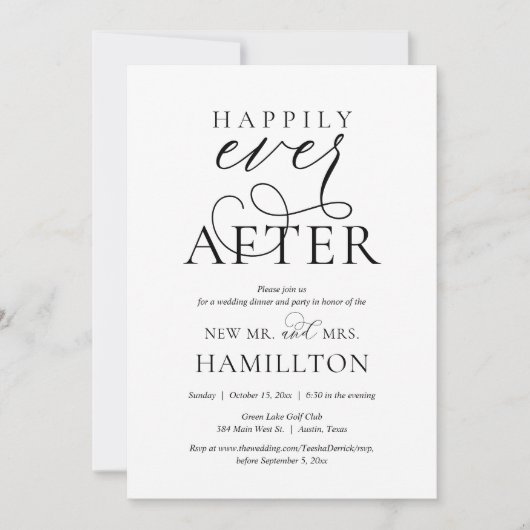 Glücklicherweise immer nach Post Hochzeit Abendess Einladung (Vorderseite)