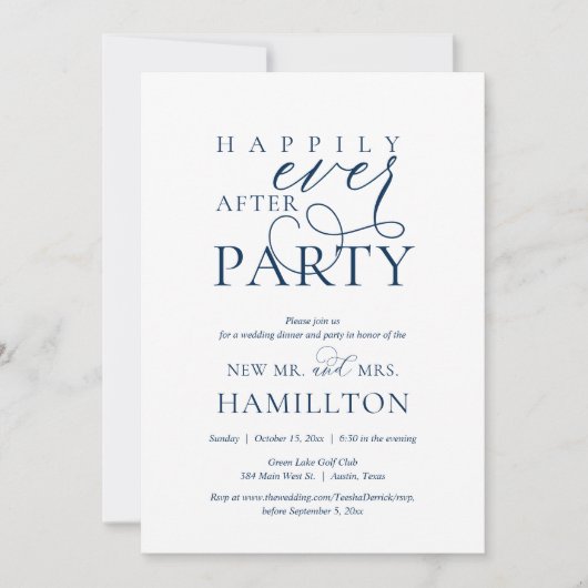 Glücklicherweise immer nach Post Hochzeit Abendess Einladung (Vorderseite)