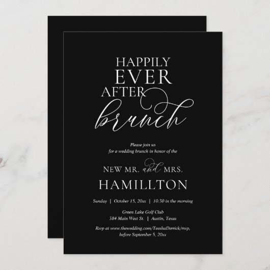 Glücklicherweise immer nach Post Hochzeit Brunch, Einladung (Vorne/Hinten)