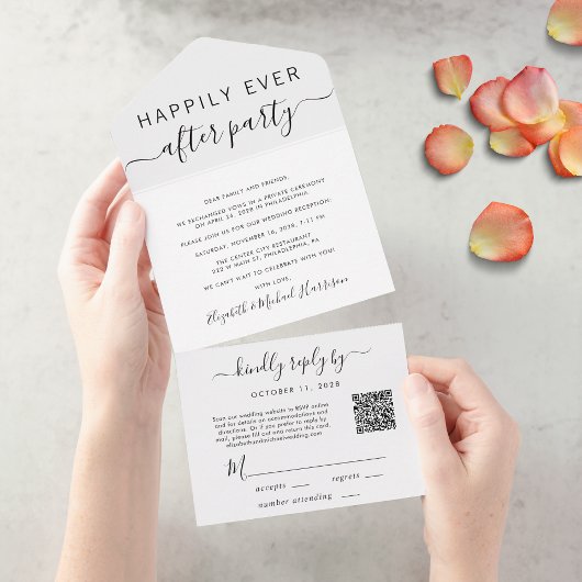 Glücklicherweise immer nach QR-Code Hochzeit Empfa All In One Einladung