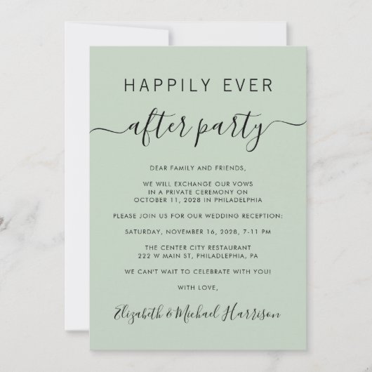 Glücklicherweise immer nach QR Code Sage Hochzeit  Einladung (Vorderseite)