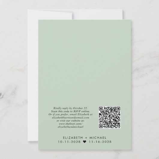Glücklicherweise immer nach QR Code Sage Hochzeit  Einladung (Rückseite)