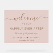 Glücklicherweise immer nach rosa goldene Hochzeit Acrylschild (Vorderseite)