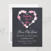 Glücklicherweise immer nach rosa Herzen Save the D Ankündigungspostkarte (Vorne/Hinten)