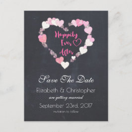 Glücklicherweise immer nach rosa Herzen Save the D Ankündigungspostkarte