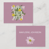 Glücklicherweise immer nach rosa und gelb bläserne platzkarte (Vorne/Hinten)