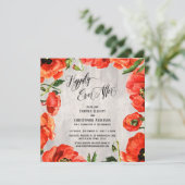 Glücklicherweise immer nach Rot-Pflaumen auf Holz- Einladung (Stehend Vorderseite)