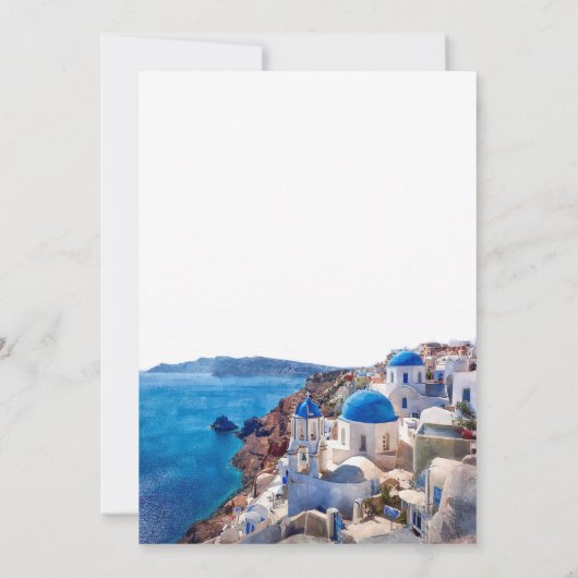 Glücklicherweise immer nach Santorini Hochzeit in Einladung (Rückseite)