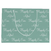 Glücklicherweise immer nach Script Sage Green Wedd Große Geschenktüte (Rückseite)