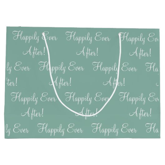 Glücklicherweise immer nach Script Sage Green Wedd Große Geschenktüte (Rückseite)