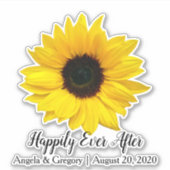 Glücklicherweise immer nach Sonnenblumenhochzeit Aufkleber (Vorderseite)