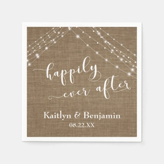 Glücklicherweise immer nach w/Burlap & White Light Serviette (Vorderseite)