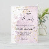 Glücklicherweise je nach botanischer Lila Hochzeit Einladung (Stehend Vorderseite)