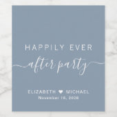 Glücklicherweise je nach der dusty Blue Wedding Em Weinetikett (Einzelnes Label)