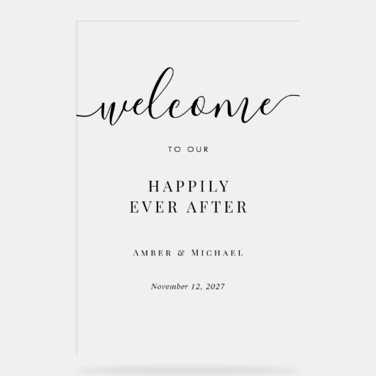 Glücklicherweise je nach Hochzeit akryllisches Zei Acrylschild (Vorderseite)