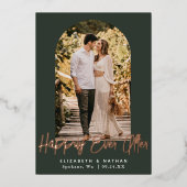 Glücklicherweise je nach Hochzeit von Arch Frame F Folieneinladung (Vorderseite)