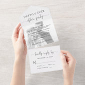 Glücklicherweise je nach Hochzeit von Schwarz-Weiß All In One Einladung (Abreißen)