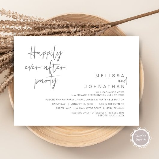 Glücklicherweise je nach Hochzeitsfeier, dunkelgra Einladung