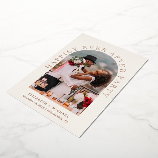 Glücklicherweise je nach Party Arch Foto Creme Hoc Folieneinladung (Gedreht)