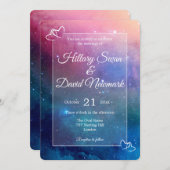 Glücklicherweise je nach rosa Nebelhochzeit Einladung (Vorne/Hinten)