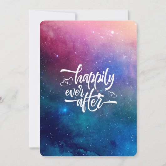 Glücklicherweise je nach rosa Nebelhochzeit Einladung (Rückseite)