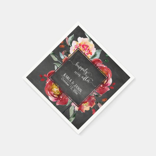 Glücklicherweise je nach Roter Blume Bouquet Chalk Serviette (Ecke)