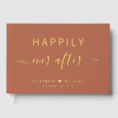 Glücklicherweise je nach Terracotta Hochzeit Gästebuch (Vorderseite)