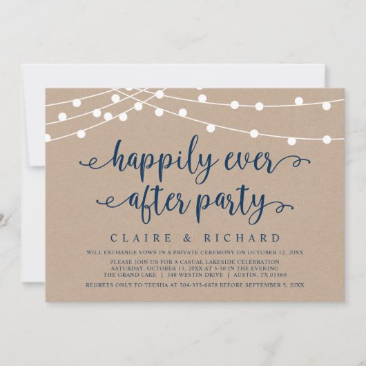 Glücklicherweise jemals nach Hochzeitstag Elopemen Einladung (Vorderseite)