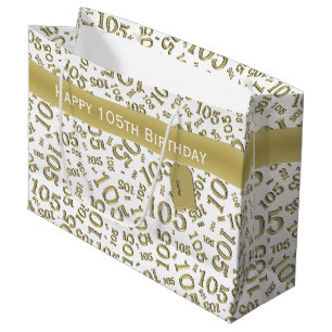 Glückliches 105. Geburtstags-Party-Thema-Gold und Große Geschenktüte
