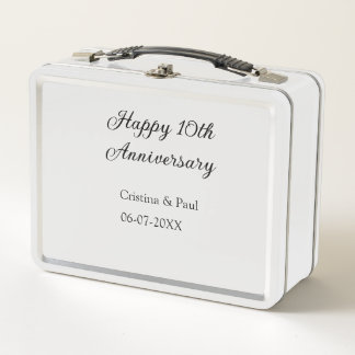 Glückliches 10. Hochzeitsjubiläum einfache minimal Metall Brotdose