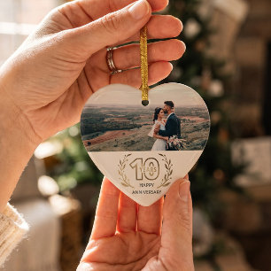 Glückliches 10-jähriges Hochzeitsjubiläum Geschenk Keramik Ornament