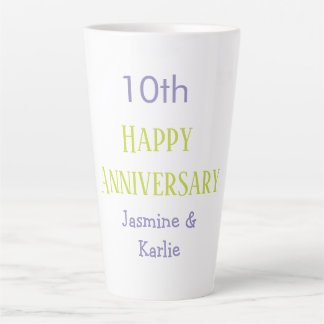 glückliches 10. jubiläum lila pastell grün fett milchtasse