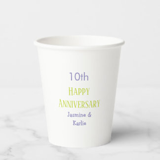 glückliches 10. jubiläum lila pastell grün fett pappbecher