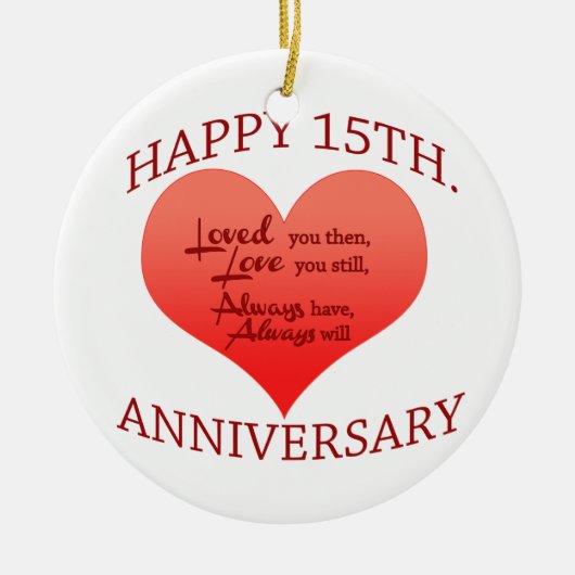 Glückliches 15. Jahrestag Keramikornament (Vorne)