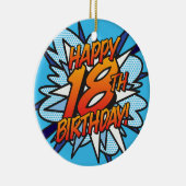 GLÜCKLICHES 18. BIRTHDAY Fun Retro Comic Book Keramikornament (Rechts)