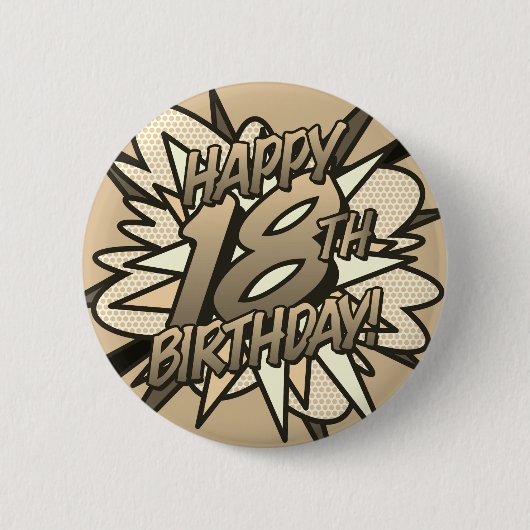 GLÜCKLICHES 18. BIRTHDAY Vintag Fun Retro Comic Bo Button (Vorderseite)