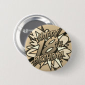 GLÜCKLICHES 18. BIRTHDAY Vintag Fun Retro Comic Bo Button (Vorne & Hinten)