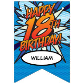 GLÜCKLICHES 18 BIRTHTAGES Comic Pop Kunst Wimpelkette (Erste Fahne)