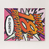 GLÜCKLICHES 18. GEBURTSTAG Fun Retro Comic Buch Ro Puzzle (Horizontal)