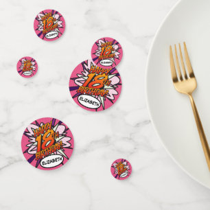 GLÜCKLICHES 18. GEBURTSTAG Pink Fun Retro Comic Bu Konfetti