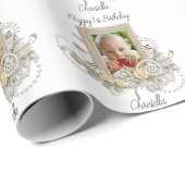Glückliches 1. Geburtstagsbaby-Foto Geschenkpapier (Rolleneckpunkt)