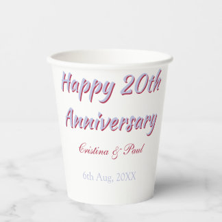 Glückliches 20. Jubiläum LILA MARON HOCHZEITSNAME  Pappbecher