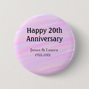 Glückliches 20. Jubiläum rosa lila pastell Name bo Button