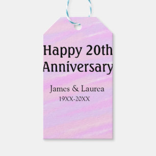 Glückliches 20. Jubiläum rosa lila pastell Name bo Geschenkanhänger