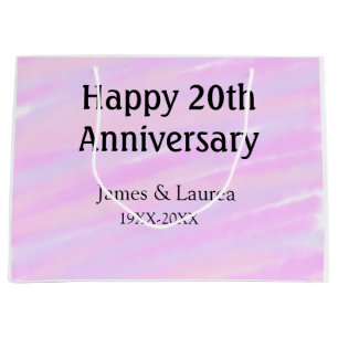 Glückliches 20. Jubiläum rosa lila pastell Name bo Große Geschenktüte