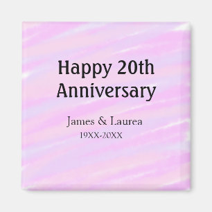 Glückliches 20. Jubiläum rosa lila pastell Name bo Magnet