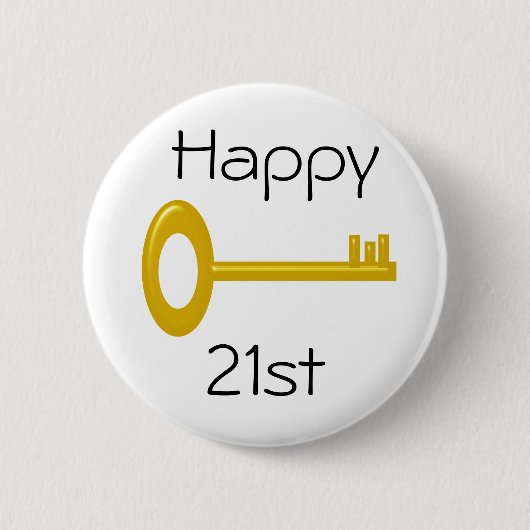 Glückliches 21. Geburtstags-Abzeichen Button (Vorderseite)