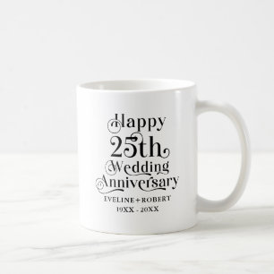 Glückliches 25. Hochzeitsjubiläum Gold-Typografie Kaffeetasse